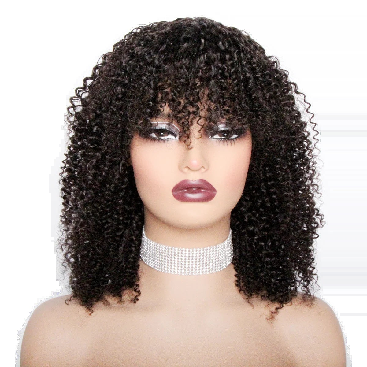 Curly Bob Pixie Human Hair Wig With Bangs