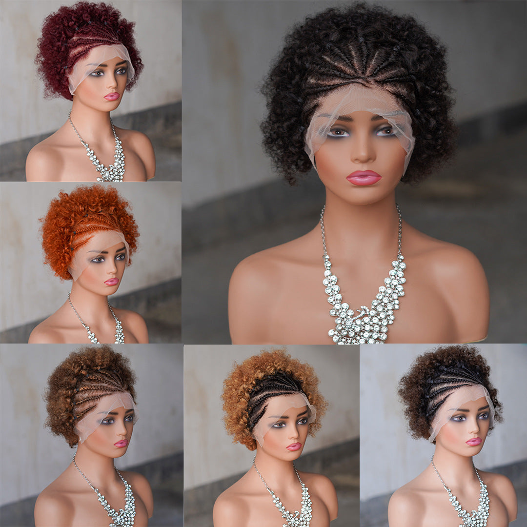 Afro Curly Braided Lace Frontal Wig