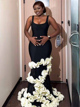 Black Ruffled Evening Maxi Dress