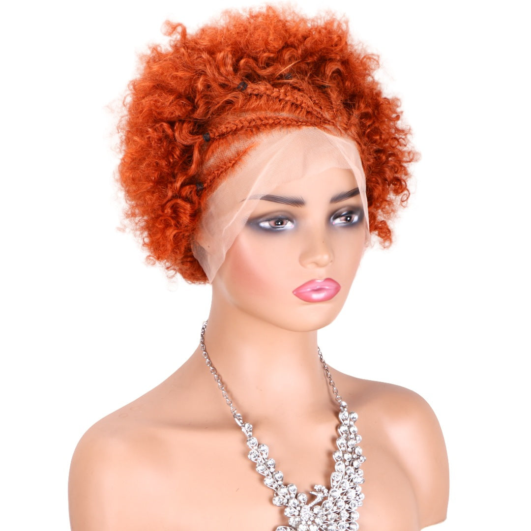 Afro Curly Braided Lace Frontal Wig