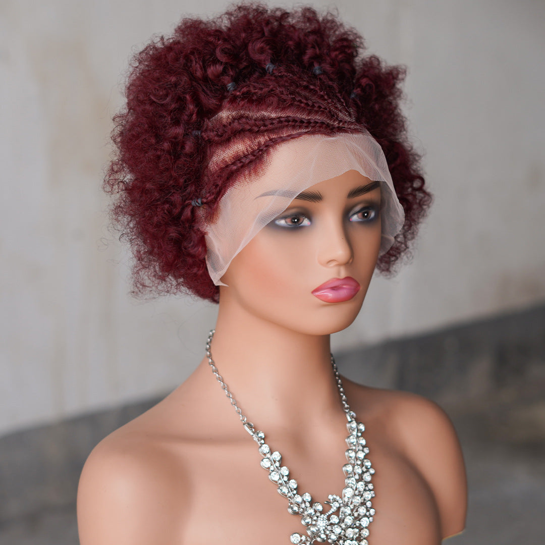 Afro Curly Braided Lace Frontal Wig