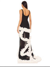 Black Ruffled Evening Maxi Dress