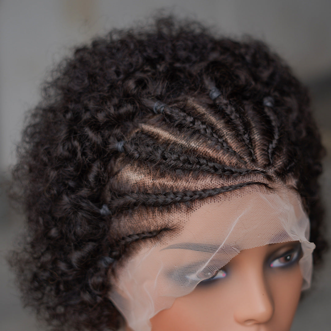 Afro Curly Braided Lace Frontal Wig