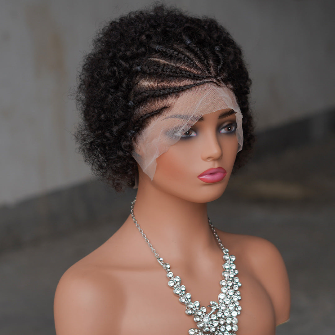 Afro Curly Braided Lace Frontal Wig
