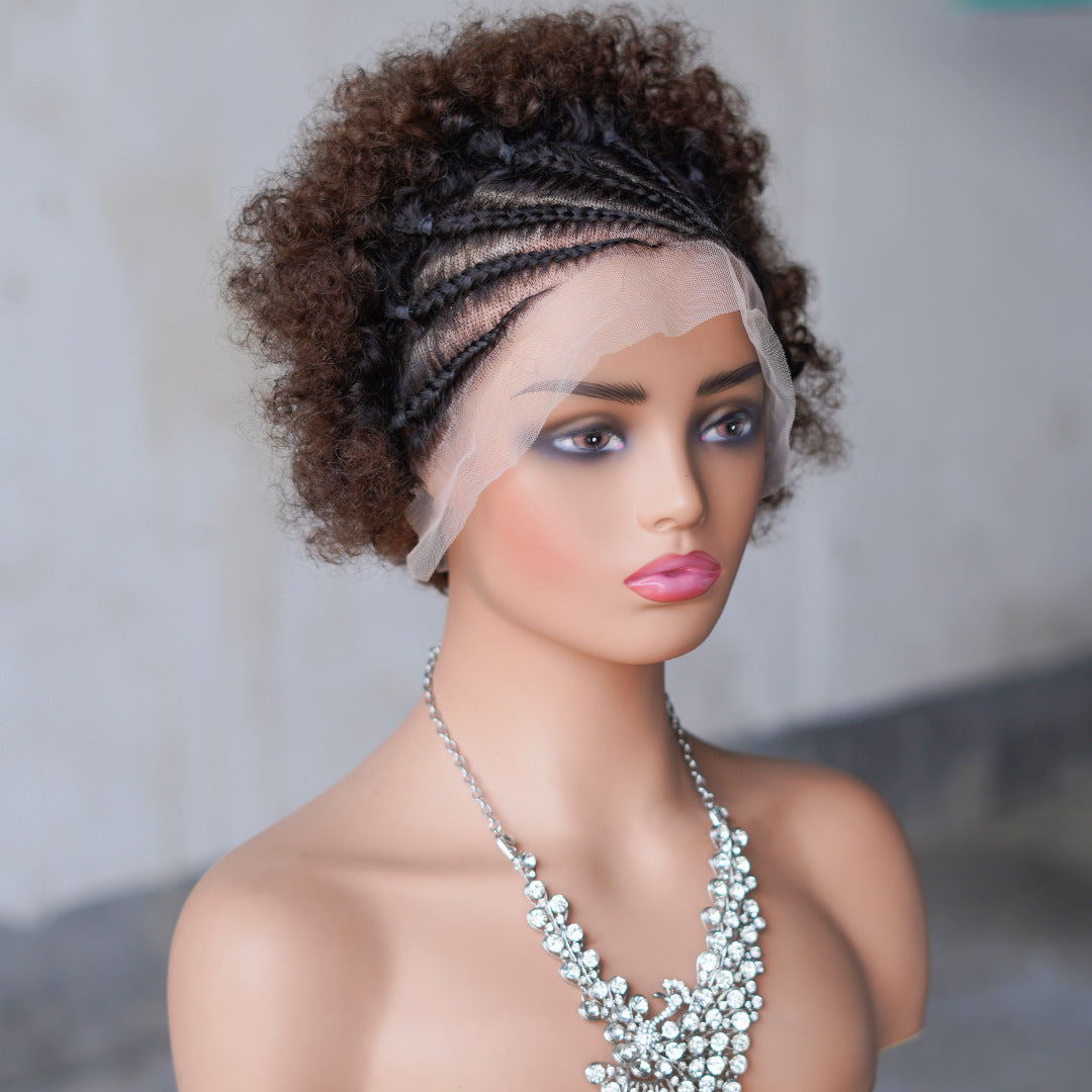 Afro Curly Braided Lace Frontal Wig