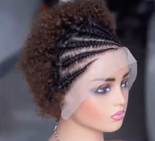 Afro Curly Braided Lace Frontal Wig
