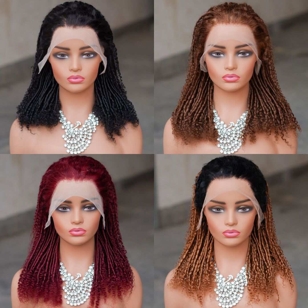 Synthetic Afro Braided Wigs With Baby Hair Lace Front Curly Wigs For Women