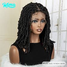 Synthetic Afro Braided Wigs With Baby Hair Lace Front Curly Wigs For Women